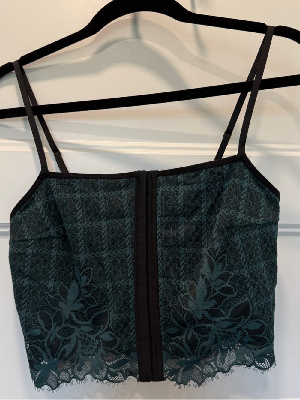 Aerie Lace Crop Cami Bralette Green Size Medium NWT Adjustable Straps